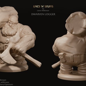 Dwarf Dwarven Logger | Premium 3D Printed Fantasy Tabletop Miniatures 28mm 32mm up to 100mm |    dnd  20300