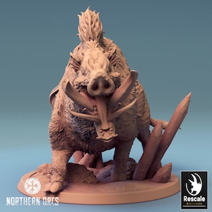 Boar Miniature v6 Premium dnd Miniature Mini | Resin 3D Printed | 28mm 32mm up to 100mm | 44595