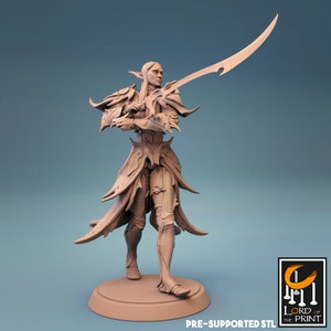 Elf Cleric Paladin Knight v8 Premium dnd Miniature Mini Fighter Warrior | Resin 3D Printed | 28mm 32mm 100mm | 44304