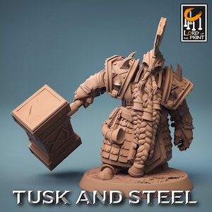 Dwarf Fighter Paladin Hammer G Cleric Premium dnd Miniature Mini 28mm 32mm to 100mm | Barbarian Mage Wizard Fighter Warrior | 43809