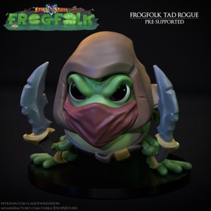 Cute Frog Folk Fighter Premium dnd Miniature Mini | Resin 3D Printed | 28mm 32mm up to 100mm | 45024