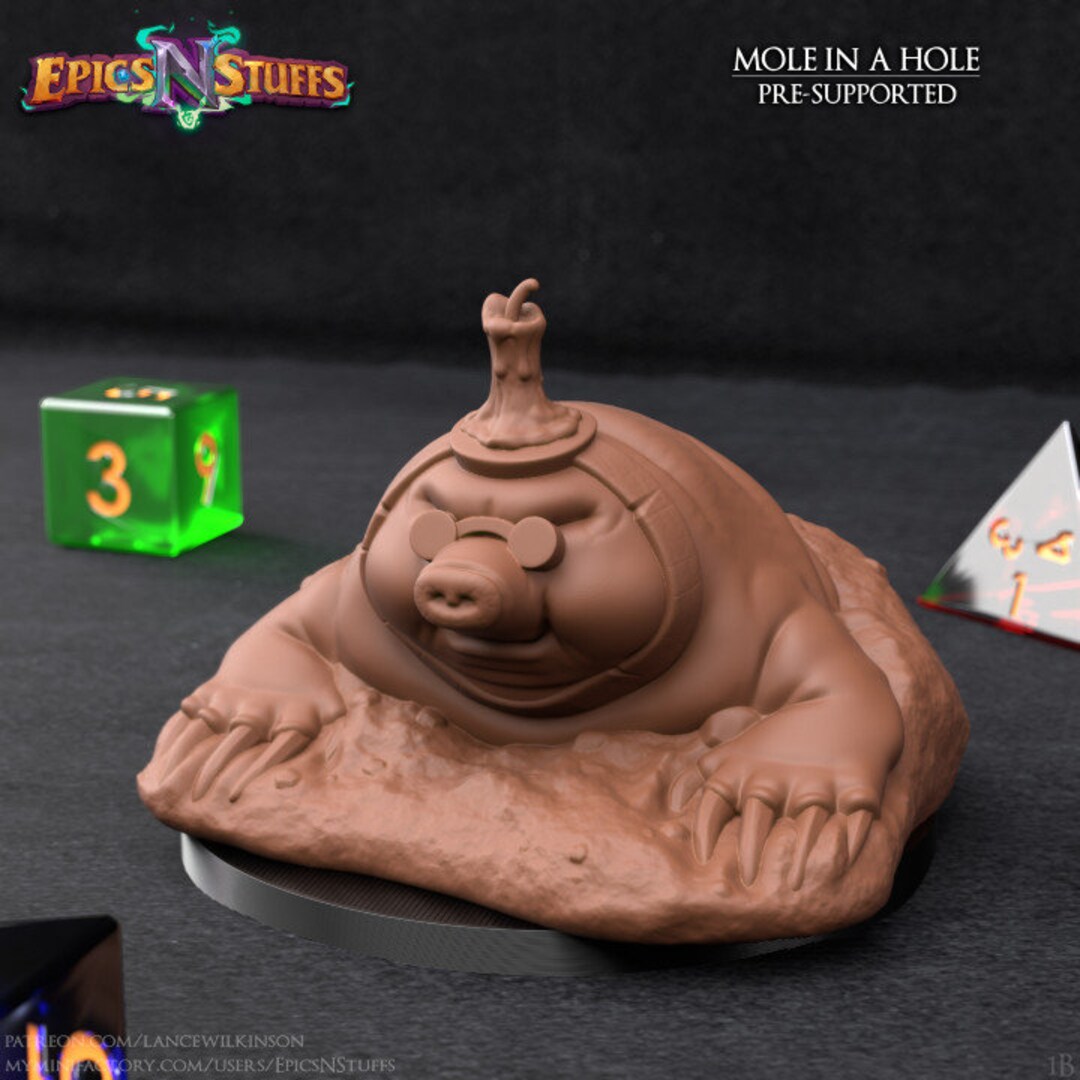 Mole B Premium Dnd Miniature Mini Sanded & Primed Resin 3D Printed 28mm ...