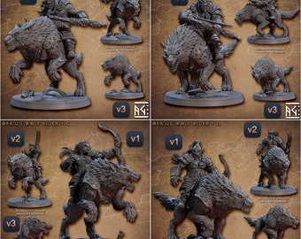 4x Orc Riders Pack DnD Miniatures compatible with 28mm 32mm fantasy minis | 30222_25