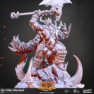 Orc Wasteland Warchief Premium dnd Miniature Mini | 28mm 32mm to 100mm | Resin 3D Printed | 41224