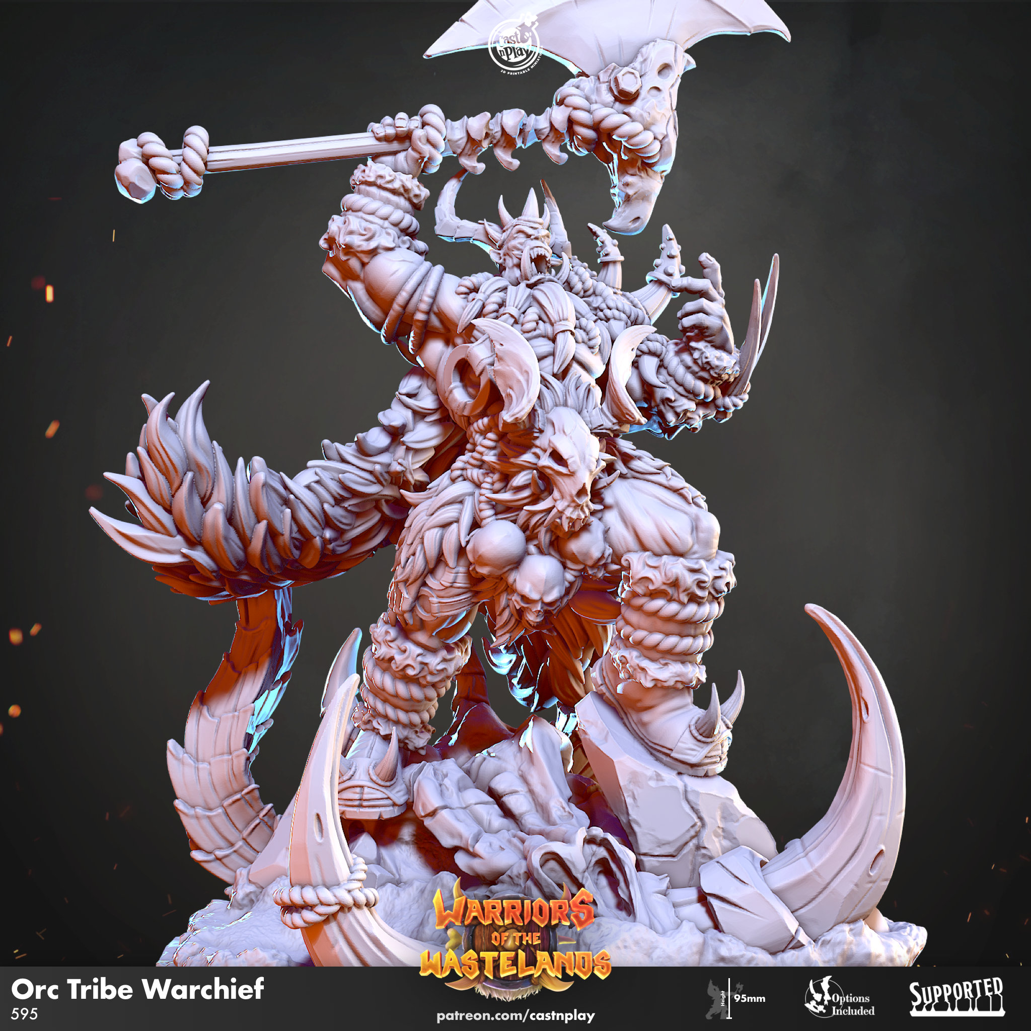 Orc Wasteland Warchief Premium dnd Miniature Mini | 28mm 32mm to 100mm | Resin 3D Printed | 41224