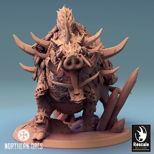 Boar Armored Miniature Saddle v6 Premium dnd Miniature Mini | Resin 3D Printed | 28mm 32mm up to 100mm | 44594