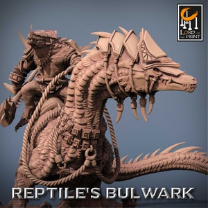 Lizardmen Lizardfolk Barbarian on Giant Lizard v1 Premium dnd Miniature Mini | Resin 3D Printed | 28mm 32mm 100mm | 43613