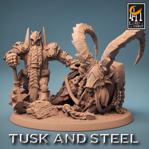 Dwarf Barbarian Rider v6 Premium dnd Miniature Mini 28mm 32mm up to 100mm | Cleric Warrior Fighter | Resin 3D Printed | 43850