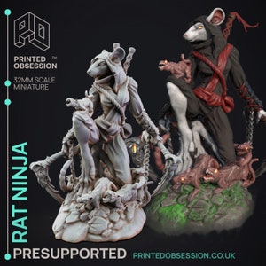 Female Rat Ninja | Premium 3D Printed Miniatures 28mm 32mm to 100mm |     dnd  21428