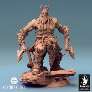 Orc Barbarian Warchief Marauder v1 Premium dnd Miniature Mini | Resin 3D Printed | 28mm 32mm up to 100mm | 44668