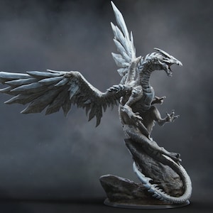 Steel Ancient Dragon Premium dnd Miniature Mini Figure Figurine Statue | Resin 3D Printed | 44547