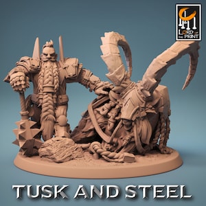 Dwarf Barbarian Rider v6 Premium dnd Miniature Mini 28mm 32mm up to 100mm | Cleric Warrior Fighter | Resin 3D Printed | 43851