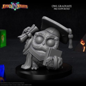 Student Owl Owlkin Premium dnd Miniature Mini | Resin 3D Printed | 28mm 32mm up to 100mm | 45214