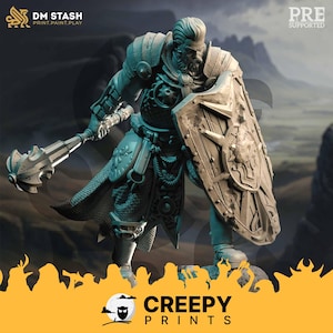 Miniaturas de paladín humano DnD compatibles con miniaturas de fantasía de mesa de 28 mm y 32 mm 50189 DM0423