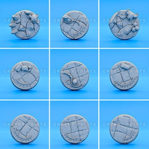 Pack of 9 Round Scenic Bases v5 | Cursed Grounds | 25mm 28mm 30mm 32mm 40mm 50mm 60mm 65mm 75mm 80mm | Tabletop Miniatures Minis p5-9
