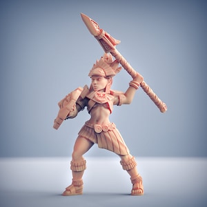 Incas Female Warrior v1 | Premium 3D Printed Tabletop Miniatures 28mm to 100mm |   dnd   20728_A