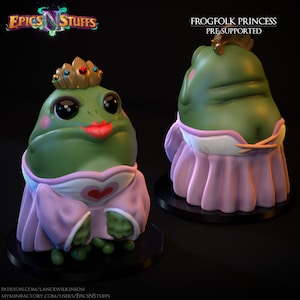 Princess Cute Frog Folk Toad Premium dnd Miniature Mini | Resin 3D Printed | 28mm 32mm up to 100mm | 45050