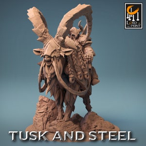 Dwarf Barbarian Rider v3 Premium dnd Miniature Mini 28mm 32mm up to 100mm | Cleric Warrior Fighter | Resin 3D Printed | 43838