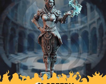 Elfa Hechicera Maga Miniaturas DnD compatibles con miniaturas de fantasía de 28 mm y 32 mm 50088 DM1223