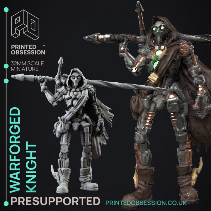 Warforge Knight | Premium 3D Printed Miniatures 28mm 32mm to 100mm |     dnd  21502