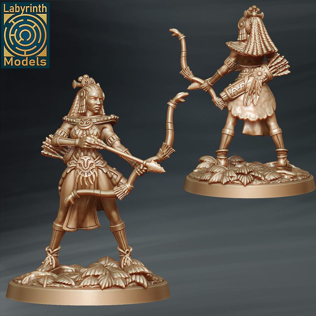 Female Archer Ranger V2 Dnd Miniatures Compatible With 28mm 32mm ...