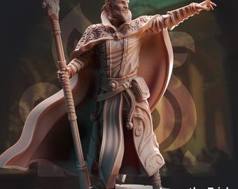 Human Wizard Sorcerer Mage DnD Miniatures compatible with 28mm 32mm fantasy minis | 50476