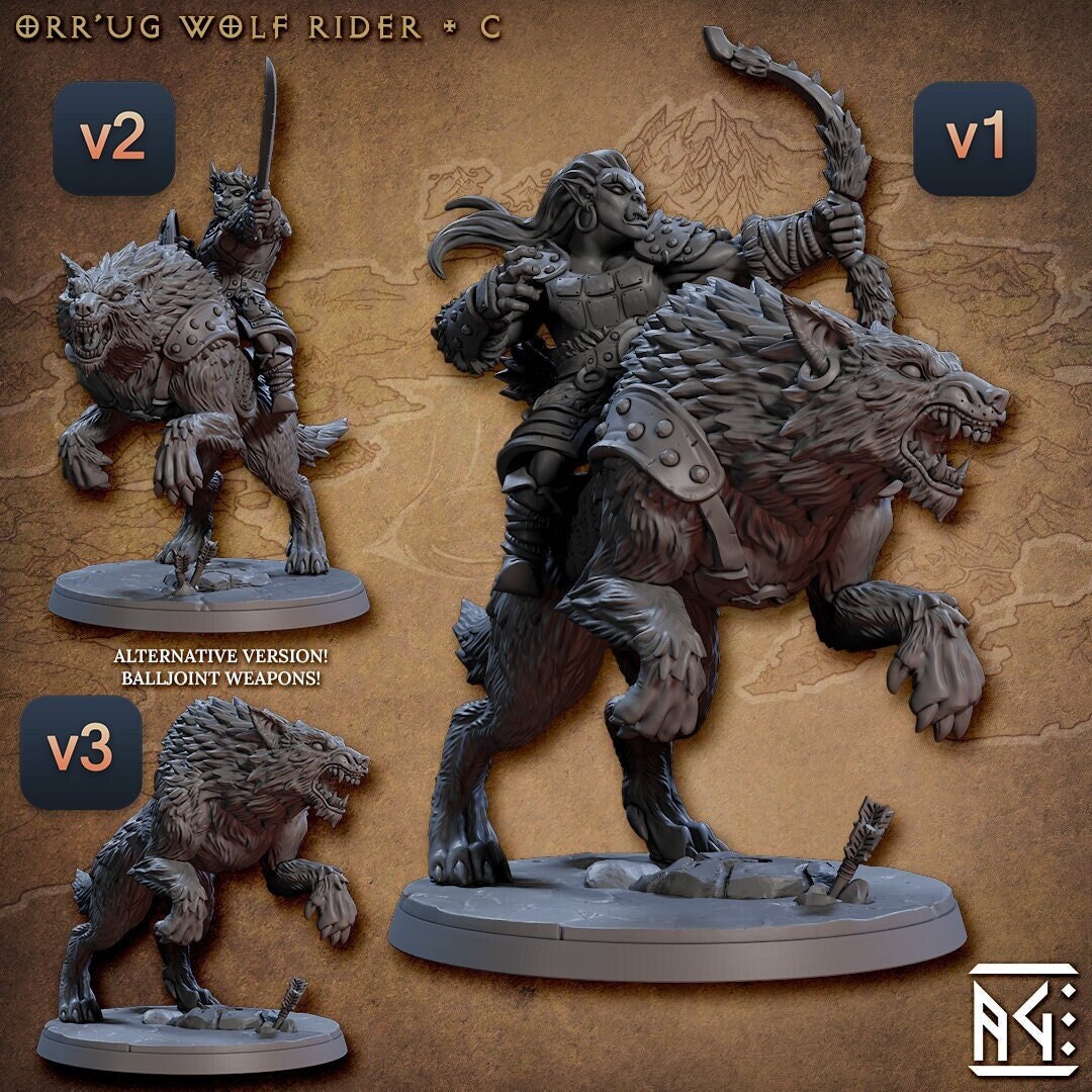 Orc Rider Archer Ranger Dnd Miniatures Compatible With 28mm 32mm ...