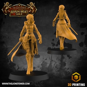 Veteran Female Rogue ** v1 | Premium 3D Printed Tabletop Miniatures 28mm to 100mm |    dnd