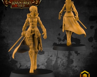 Veteran Female Rogue ** v1 | Premium 3D Printed Tabletop Miniatures 28mm to 100mm |    dnd