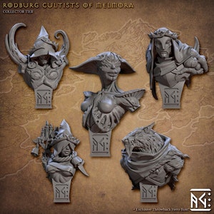 5x Bust Pack Bundle Statue Sculpture Fantasy Resin 3D Printed 1:16 scale | 30804_08