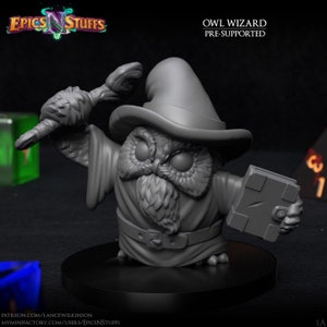 Mage Wizard Sorcerer Owl | Premium 3D Printed Tabletop Miniatures 28mm 32mm to 100mm |     dnd  21537
