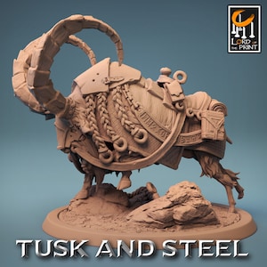 Ram Saddle Run Rider v2 Premium dnd Miniature Mini 28mm 32mm up to 100mm | Cleric Warrior Fighter | Resin 3D Printed | 43836