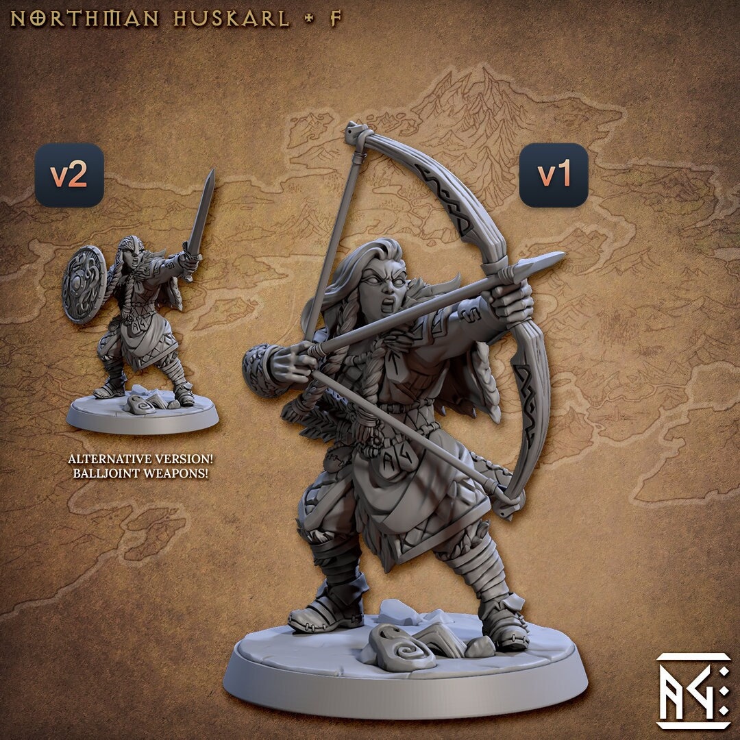 Viking Female Barbarian Archer Ranger F Premium Dnd Miniature Mini ...
