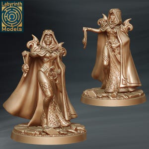 Female Cultist Witch Sorceress Grim Reaper v5 Premium dnd Mini Figure Figurine Fantasy Tabletop Miniatures 28mm 32mm to 100mm | 47121