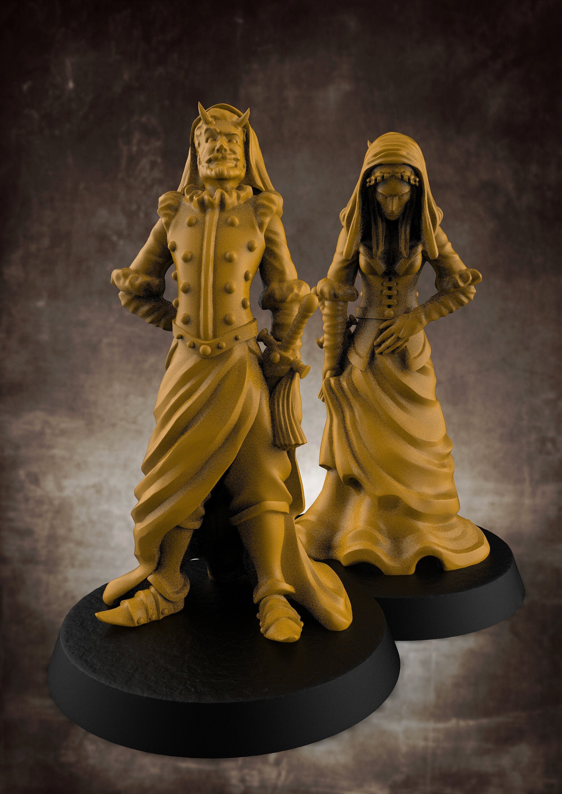 Double Sided Figurine | Premium 3D Printed Fantasy Tabletop Miniatures 28mm 32mm up to 100mm |    dnd  20114