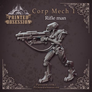 Mecha Rifle man | Premium 3D Printed Fantasy Tabletop Miniatures 28mm 32mm up to 100mm |  dnd  21479
