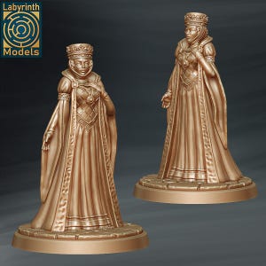 Queen Royal Noble Woman Premium dnd Miniature Mini Warrior | Resin 3D Printed| 28mm 32mm up to 100mm | 47010