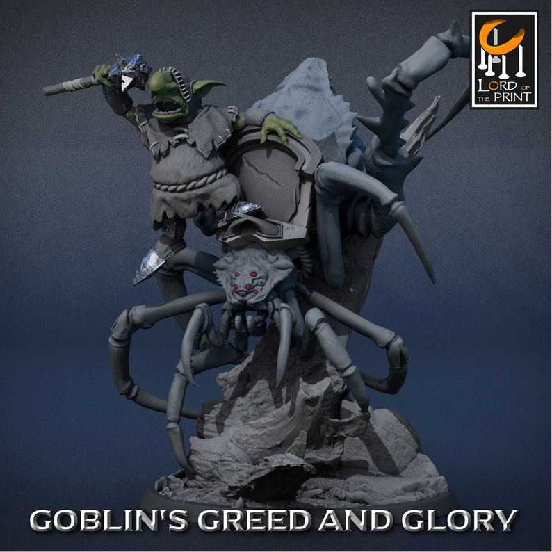 Goblin Riding Goblin Rider V2 Dnd Miniatures Compatible With 28mm 32mm Fantasy Minis ...
