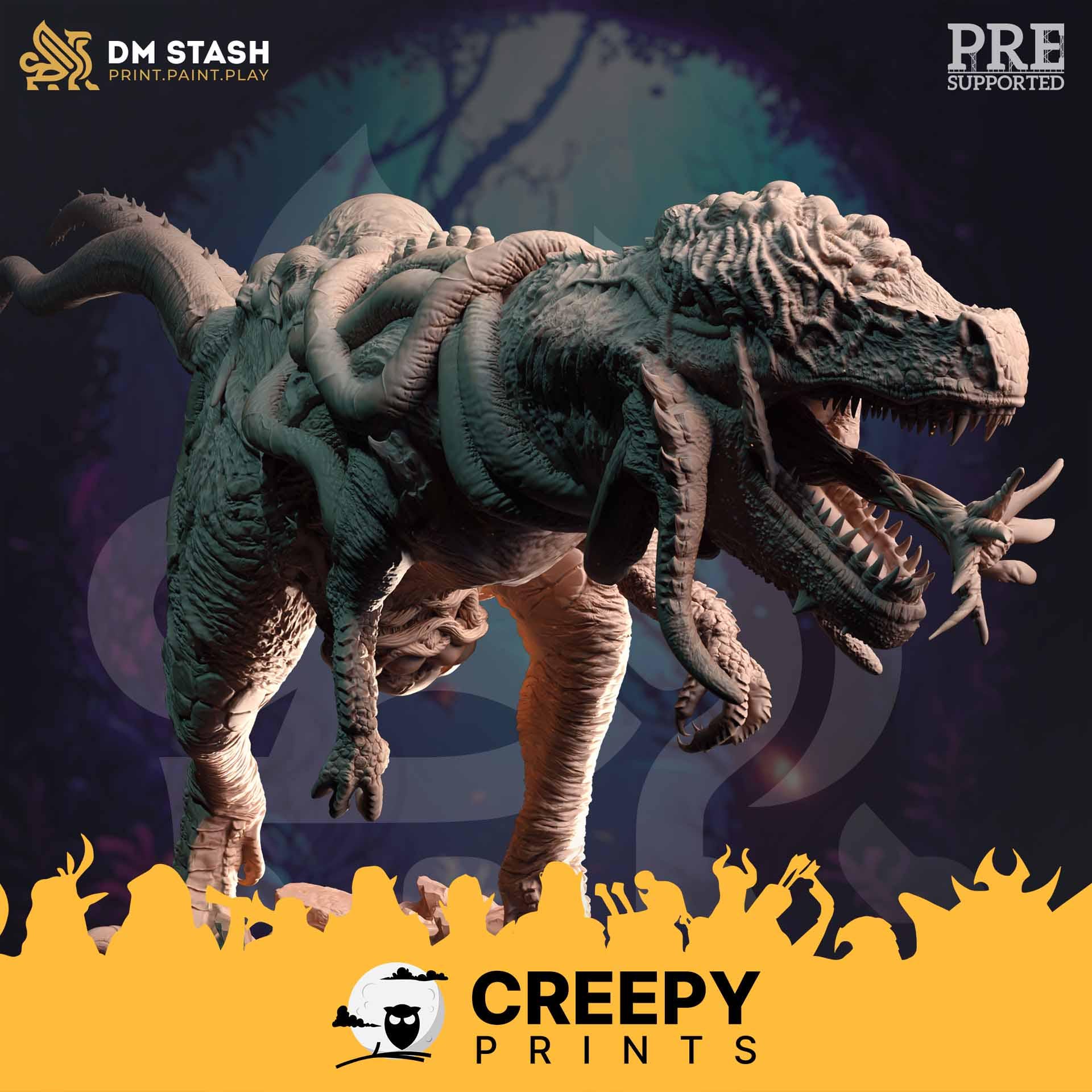 Corrupted T Rex Dinosaur Dnd Miniatures Compatible With 28mm 32mm