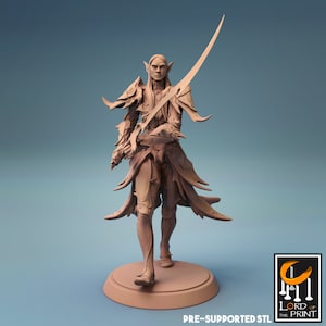 Elf Cleric Paladin Knight v13 Premium dnd Miniature Mini Fighter Warrior | Resin 3D Printed | 28mm 32mm 100mm | 44309