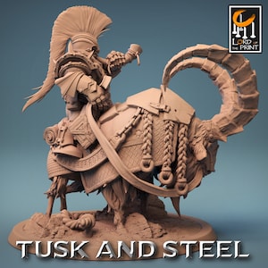 Dwarf Barbarian Rider v4 Premium dnd Miniature Mini 28mm 32mm up to 100mm | Cleric Warrior Fighter | Resin 3D Printed | 43842