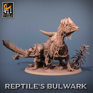 Lizardmen Lizardfolk Barbarian on Giant Lizard v10 Premium dnd Miniature Mini | Resin 3D Printed | 28mm 32mm 100mm | 43640