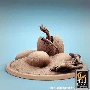 Young Vouivre Dino Dinosaur Nest Premium dnd Miniature Mini | Monster | Resin 3D Printed | 28mm 32mm up to 100mm | 44366