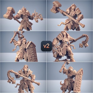 6x Cleric Paladin Knight Pack A Premium dnd Mini Miniature | 28mm to 100mm | Resin 3D Printed | 30383_88