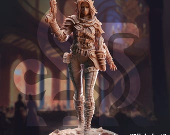 Weibliche Elf Rogue Gunslinger DnD Miniaturen kompatibel mit 28 mm 32 mm Tabletop Fantasy Minis | 50478