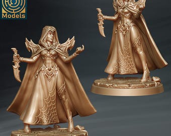 Female Cultist Rogue v3 DnD Miniatures compatible with 28mm 32mm fantasy minis | 47119