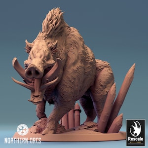 Boar Miniature v8 Premium dnd Miniature Mini | Resin 3D Printed | 28mm 32mm up to 100mm | 44601