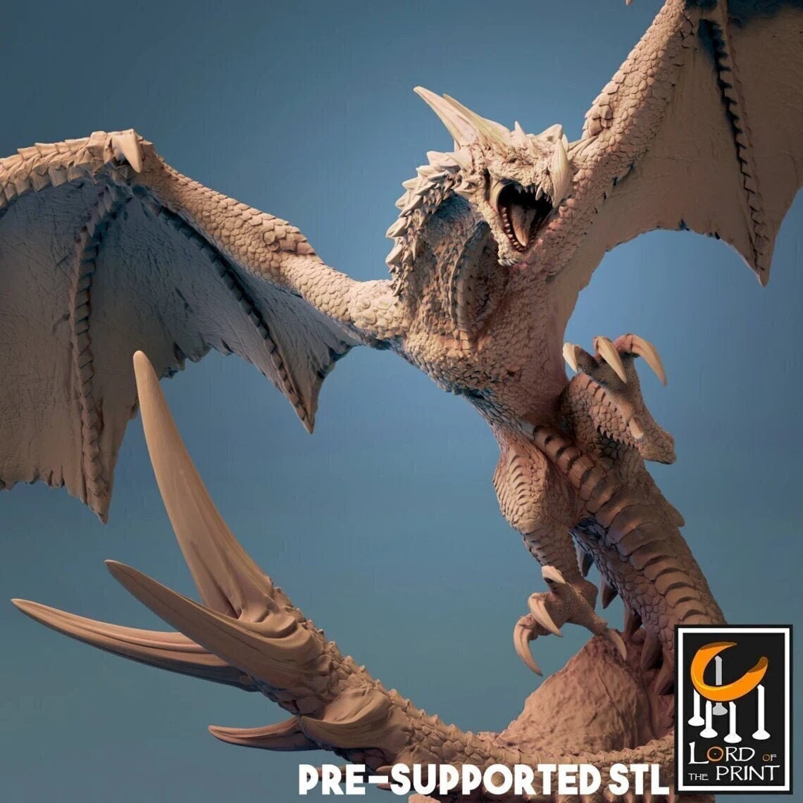 柱に乗ったホワイト・ドラゴン（The White Dragon）D&D・TRPG用