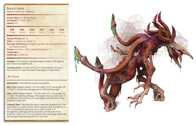 Alien the Snatcher Dnd Miniatures Compatible With 28mm 32mm Fantasy ...