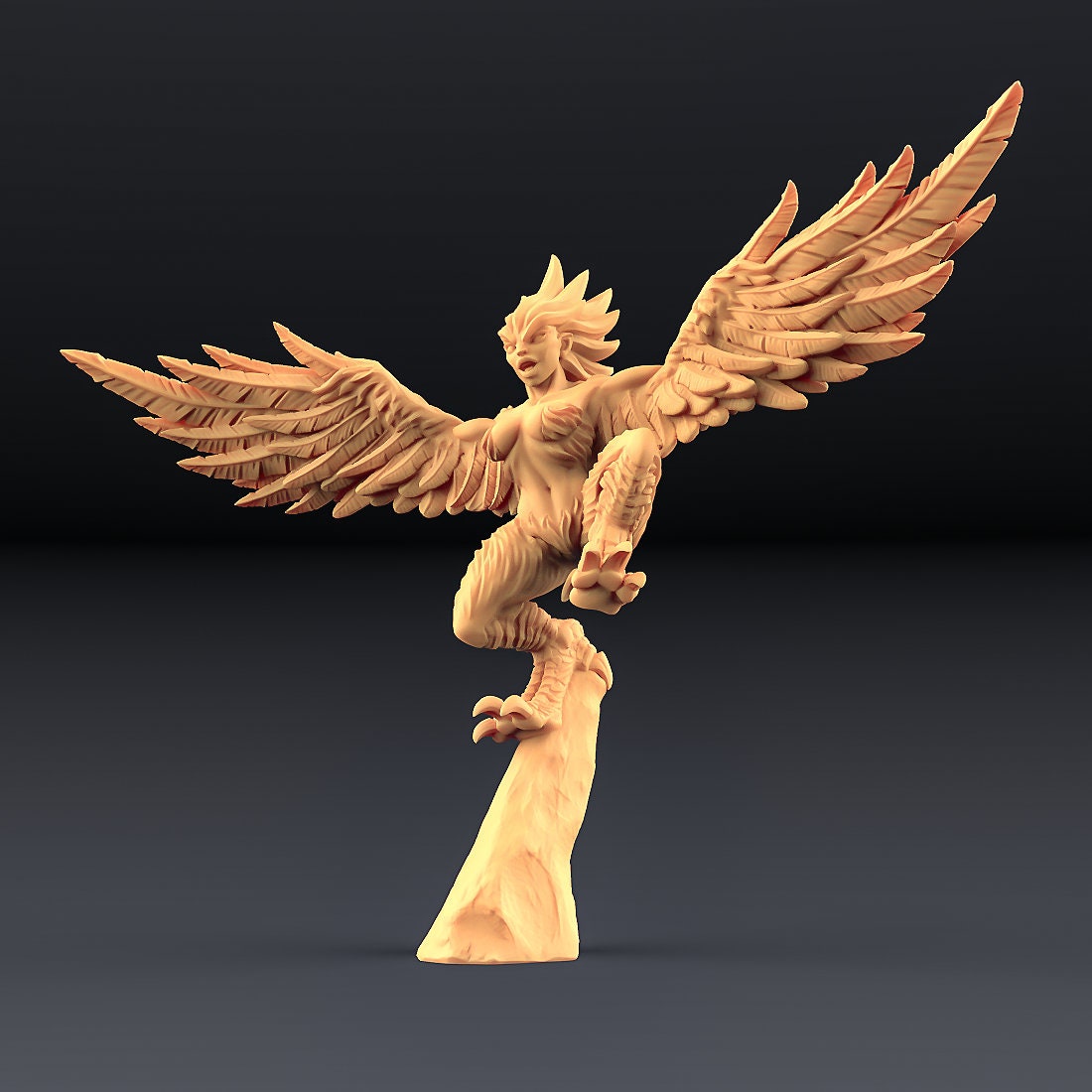 Figurine 3D Imprimée Harpie à Tête D'oiseau - Échelle 28/32mm - Pour Donjons & Dragons